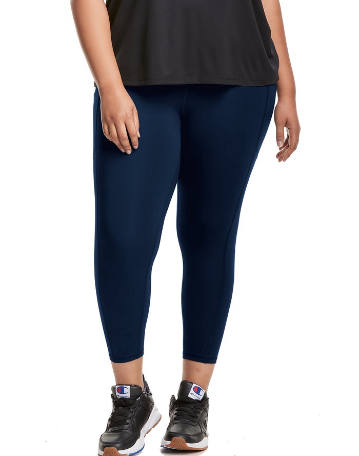 Champion Dame Leggings Mørkeblå - Plus Absolute 3/4 Pocket - Danmark DLE-502184